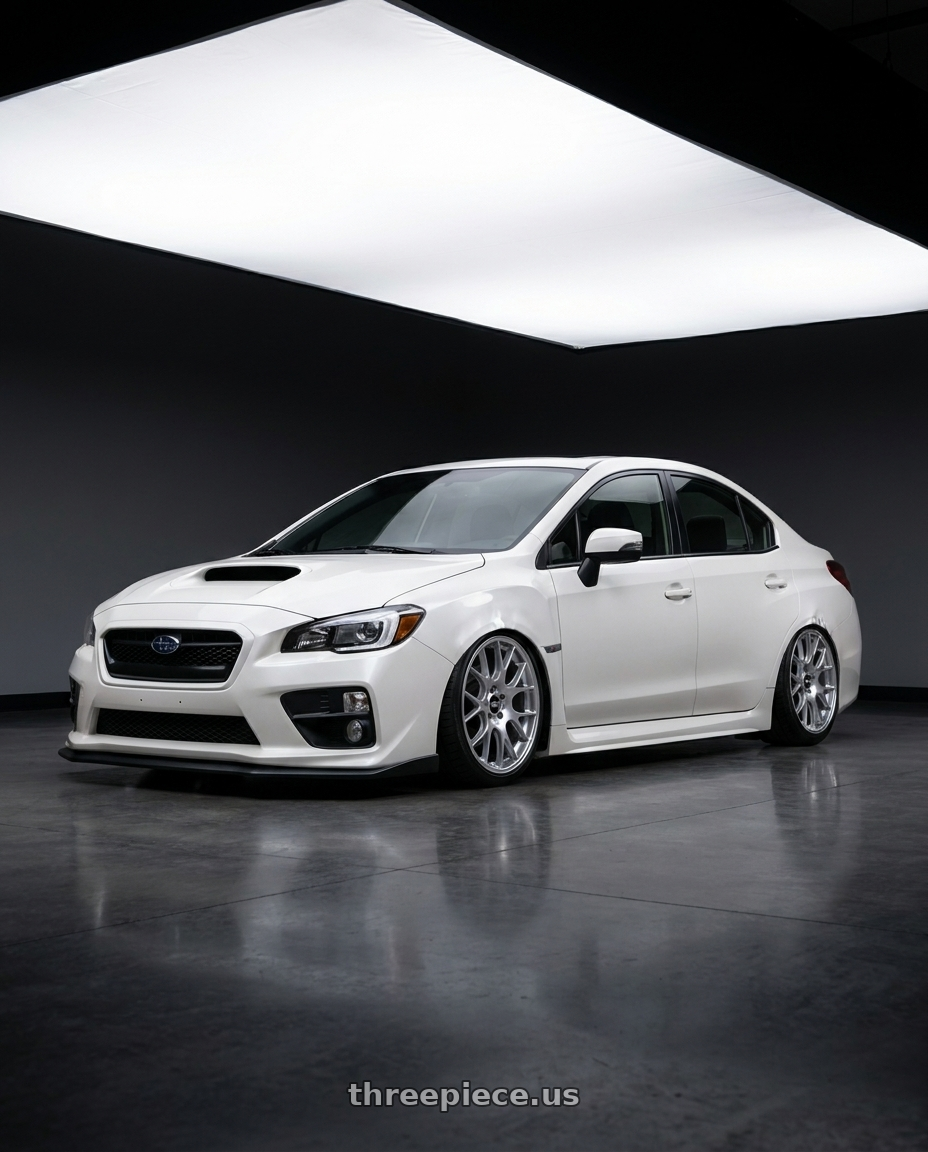 2017 Subaru wrx limited crystal pearl white with BBS CH-R 5x114.3 19x8 +38 Brilliant Silver Polished Rim Protector wheels