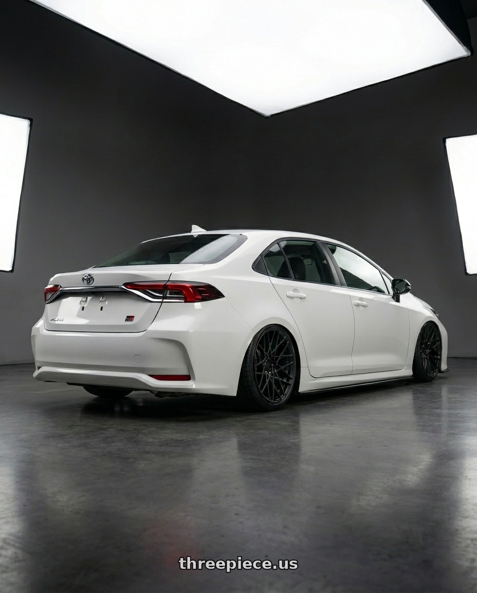 2022 Altis GR with MST Wheels DELTA 5x114.3 18x9.5 +38 Glossy Black wheels rear three quarter view square tires