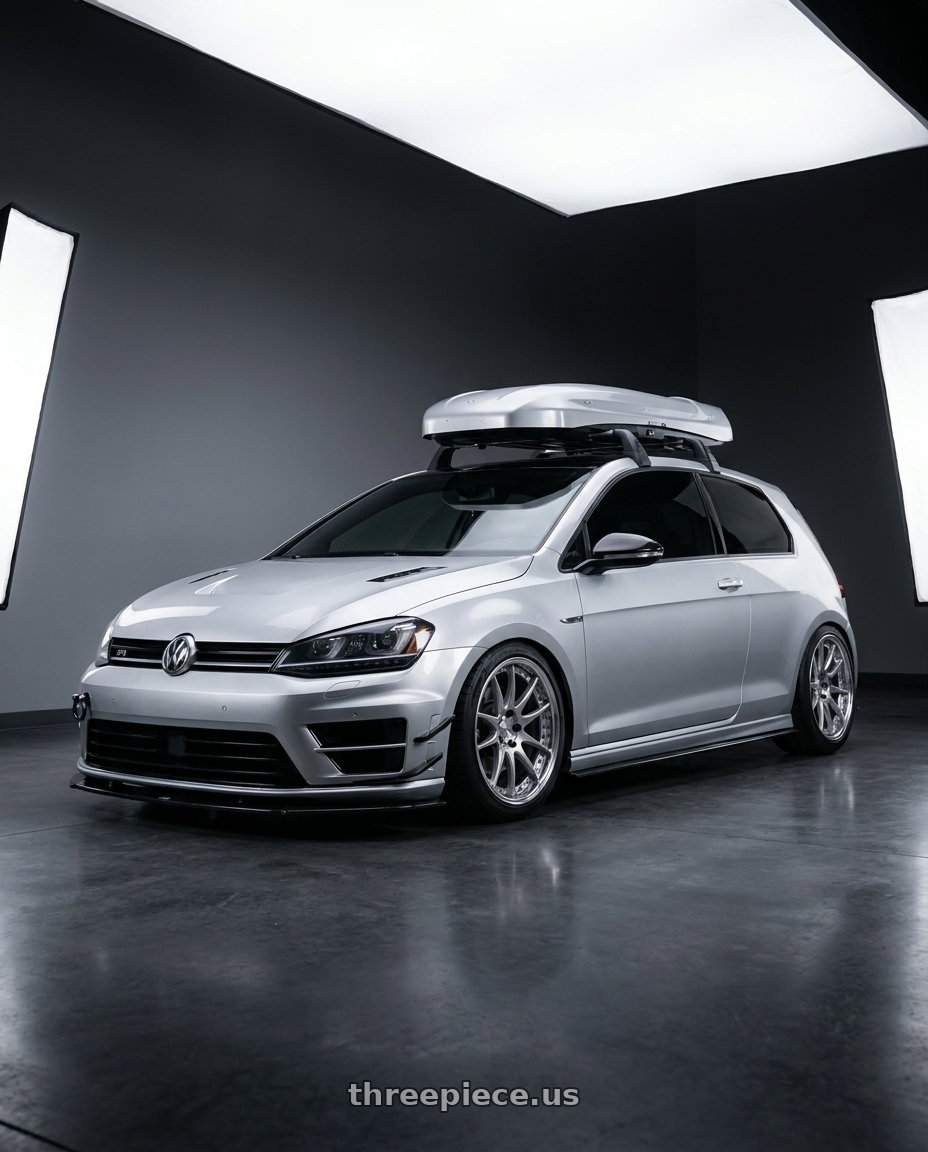 2015 VW GTI with Work Emotion Cr 3P 5x112 19x9+40 R Disk Burning Silver wheels