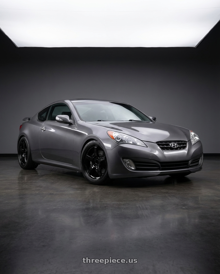 2014 Hyundai Genesis Coupe with Gram Lights 57CR 5x114.3 19x9.5+45 Glossy Black wheels