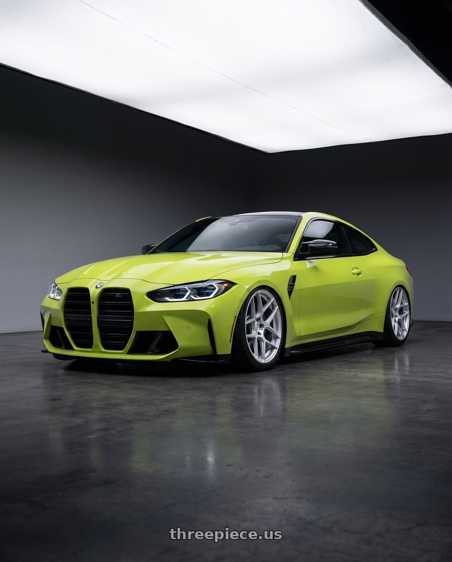 2024 BMW M4 G82 with Aodhan AFF2 5x112 19x8.5+35 Gloss Silver Machined Face wheels