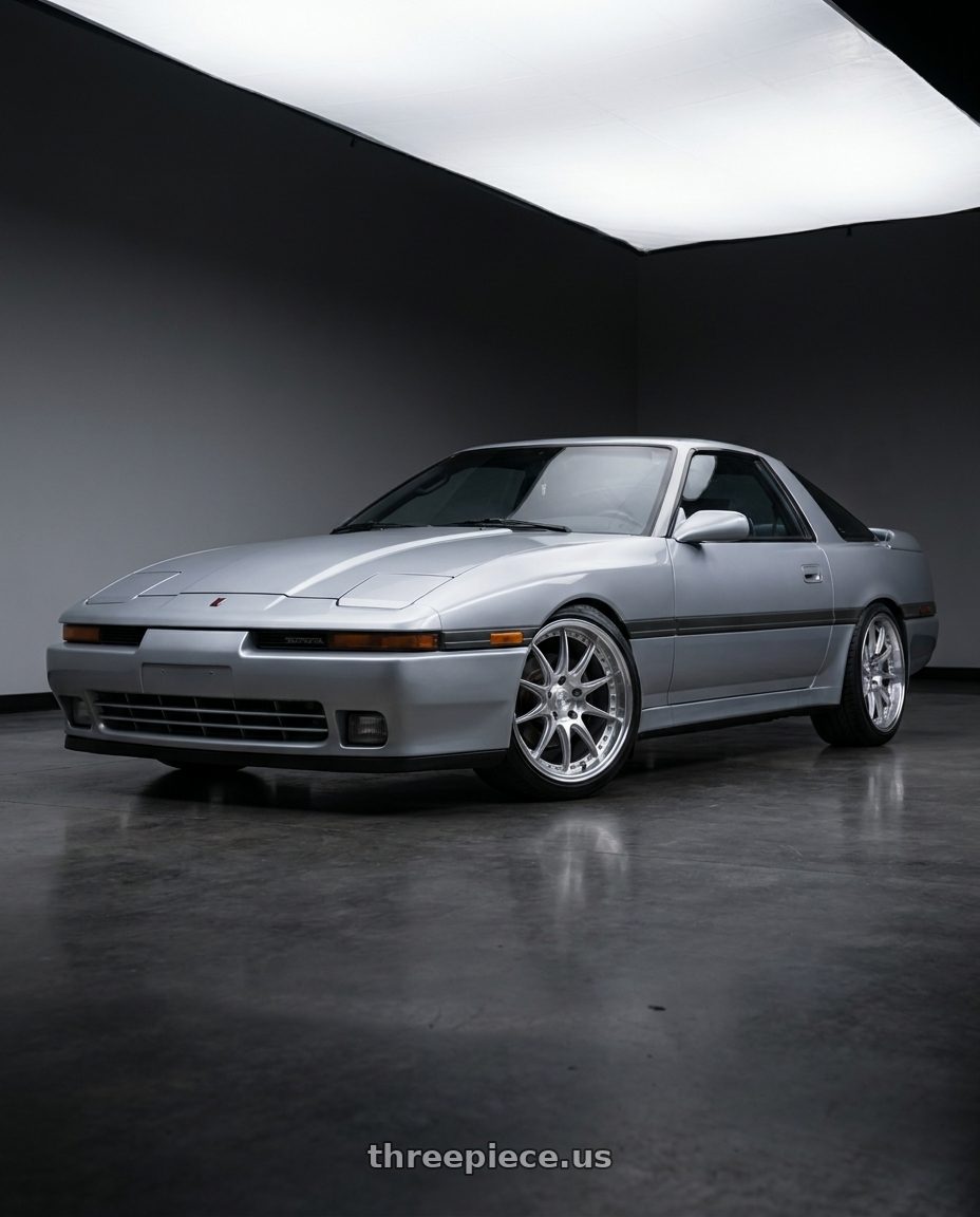 1987 Toyota Supra pre face lift  with Aodhan DS07 5x114.3 18x9.5+30 Silver w/Machined Face wheels