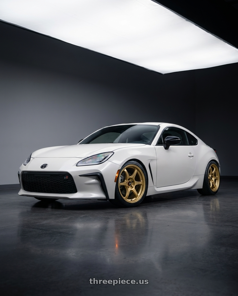 2026 Toyota gr86 halo white with Enkei PF06 5x100 18x9+42 Gold wheels