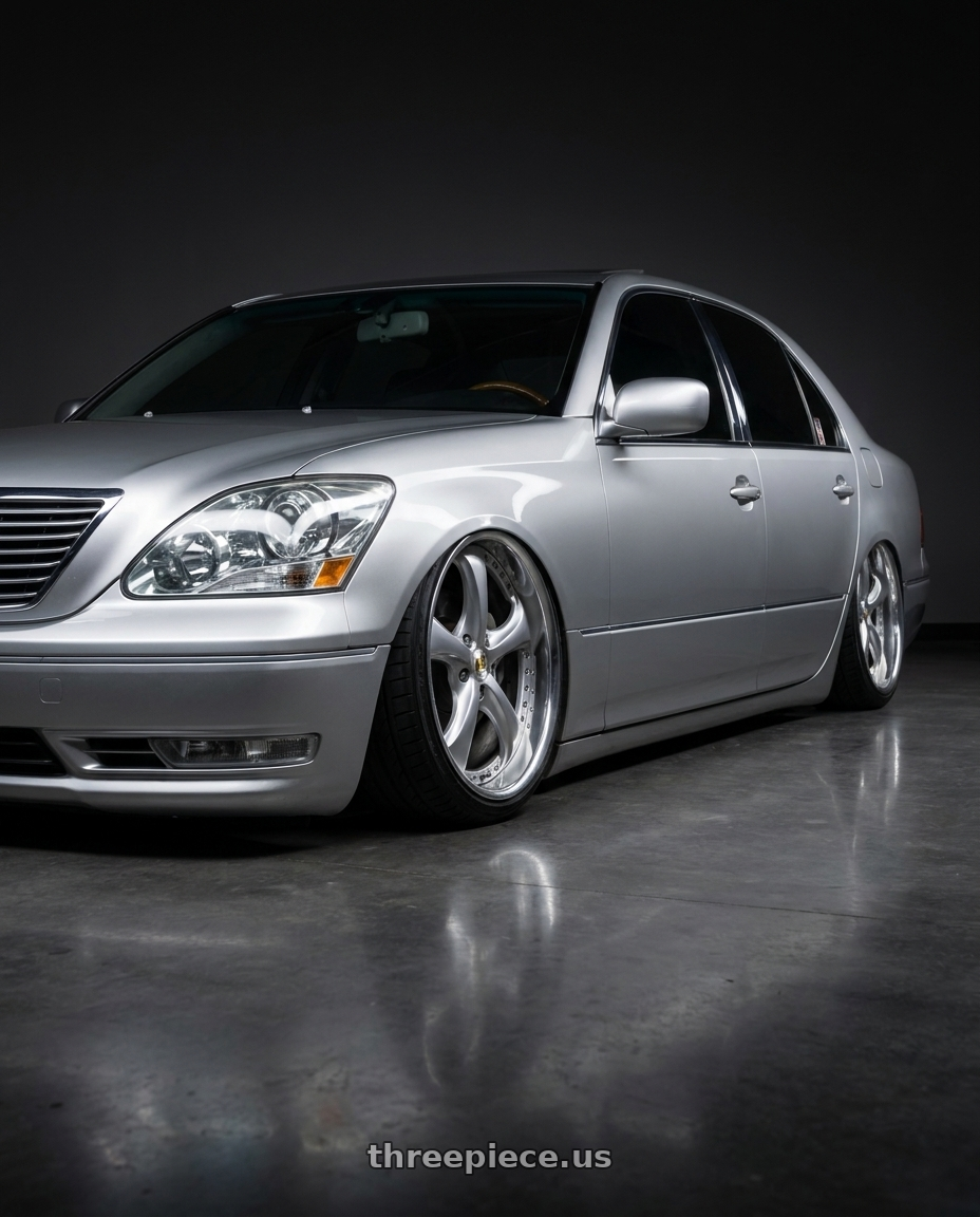 2004 lexus ls430 with Work Wheels VS-KF 5x114.3 18x9+40 Light Grey Silver A Disk FULL REVERSE wheels