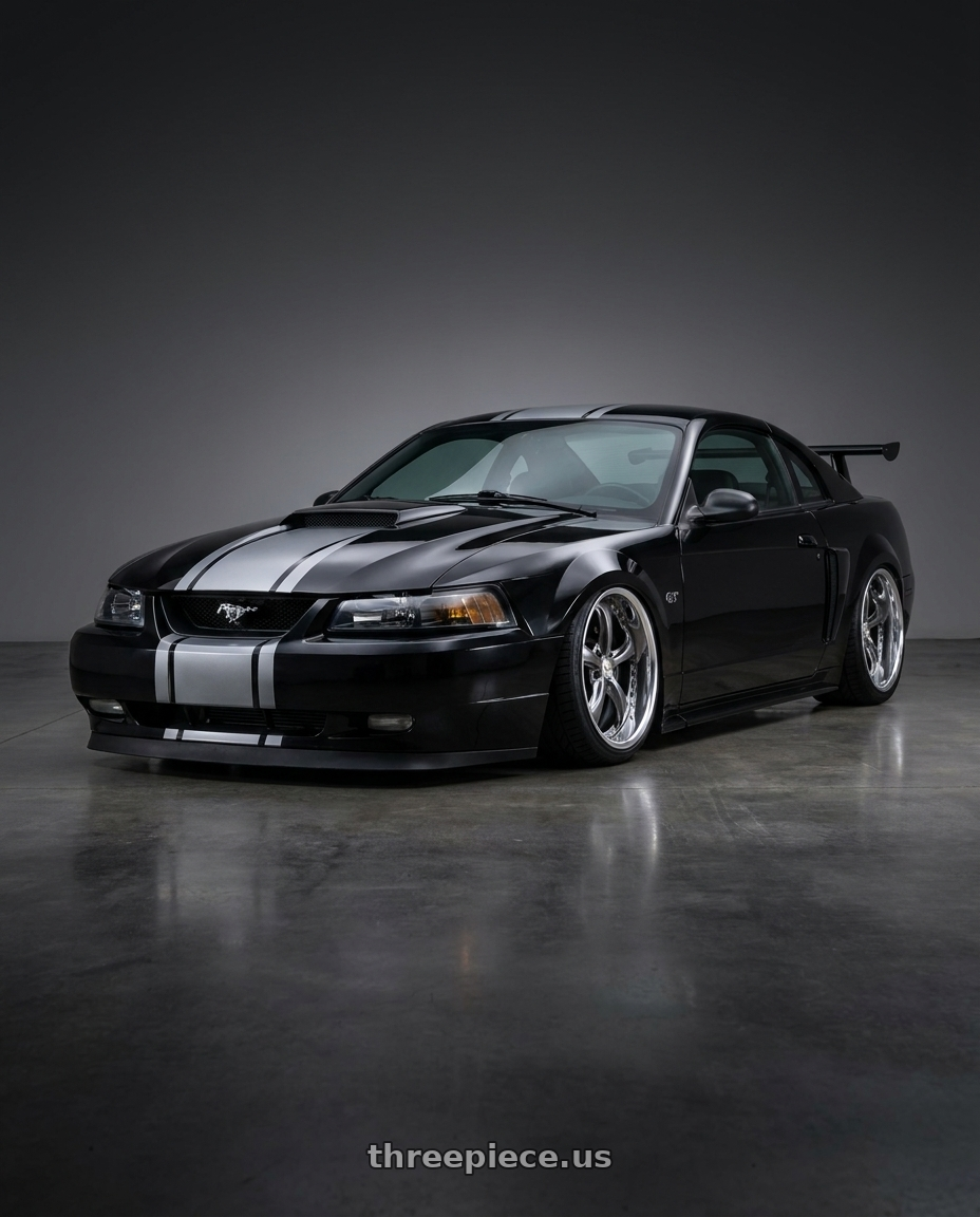 2000 Ford Mustang new edge with Work Wheels VS-KF 5x120.65 19x9+53 Brilliant Silver Black A Disk FULL REVERSE wheels