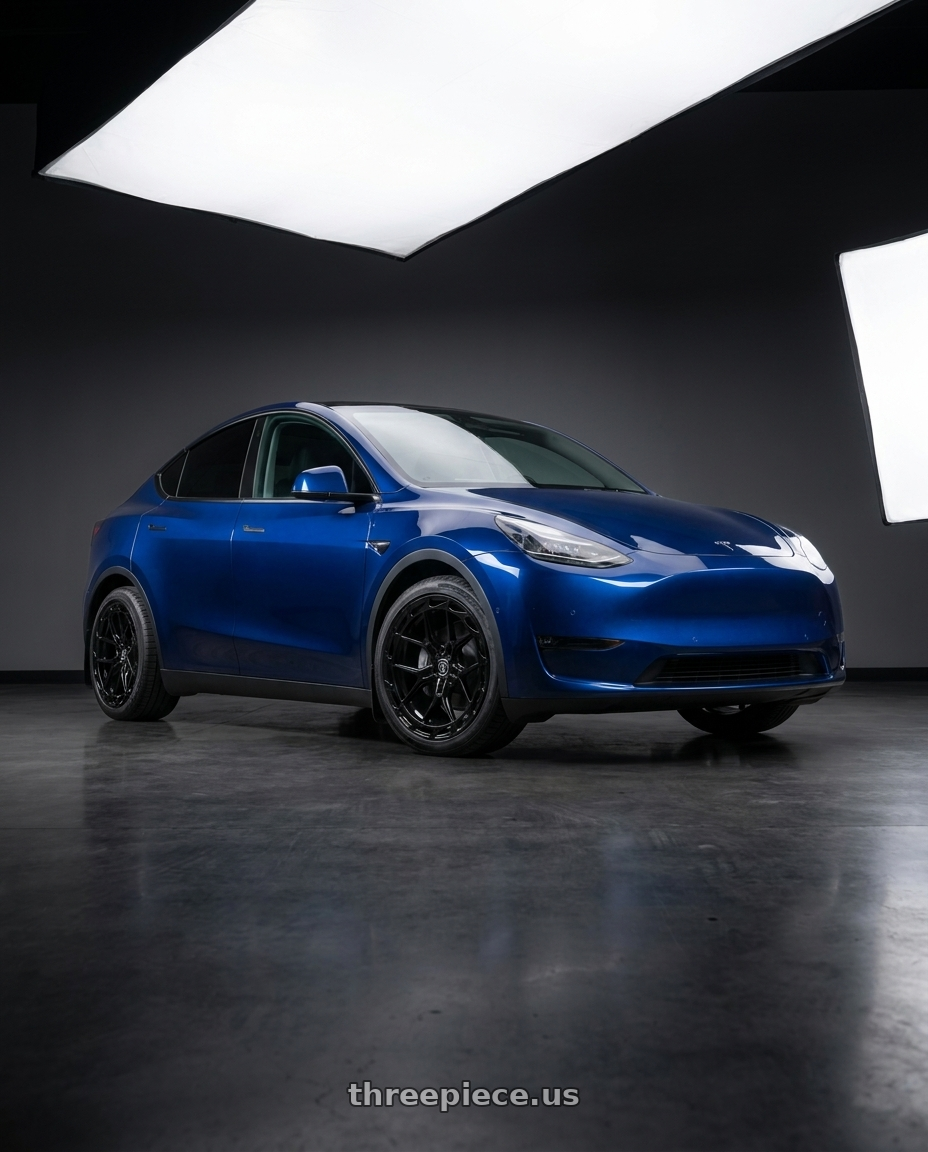 2023 Tesla Model Y with Rohana RFX19 5x112 19x8.5 +42 Gloss Black wheels