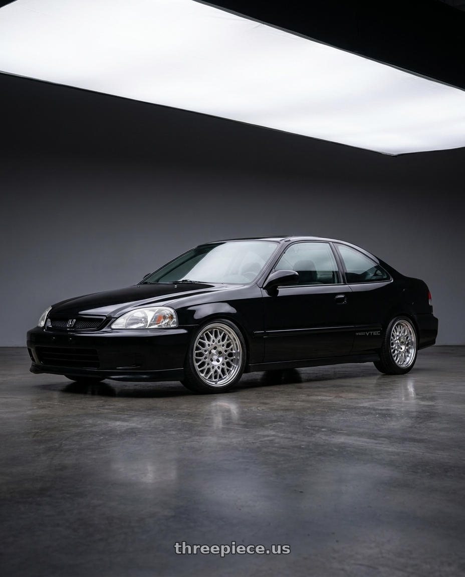 2000 Honda civic si with Work Seeker Cx 4x100 17x7+38 O Disk Matte Silver Polish wheels