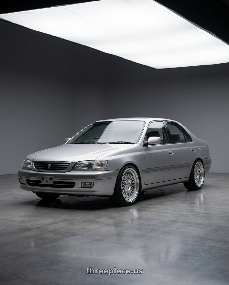 2001 Toyota Corona Premio with Klutch SLC1 5x114.3 18x9.5  +35 Silver Machined Lip wheels