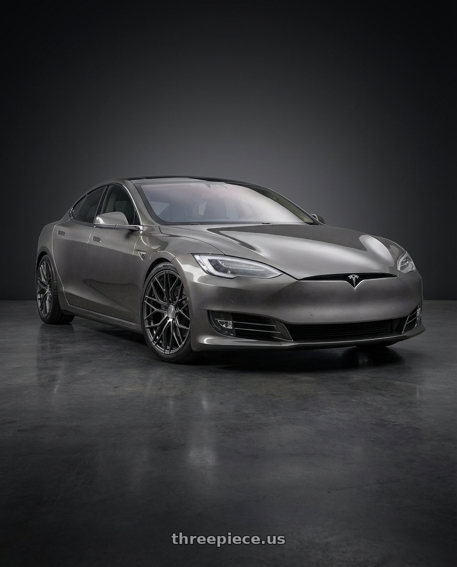 2018 Tesla Model S with Avant Garde Wheels M520R 5X120 21x12 +52 Dark Graphite Metallic wheels