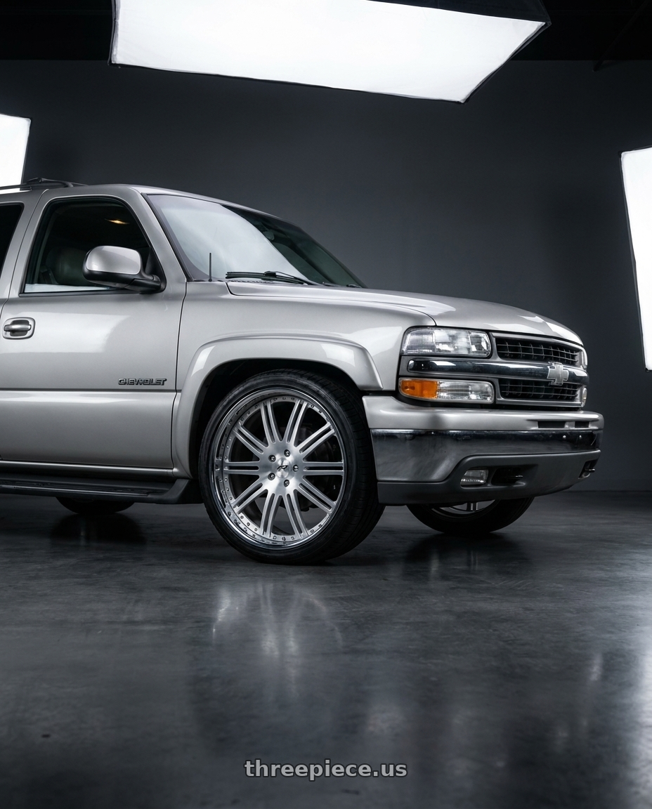 2005 Chevy Tahoe Z71 with Amani Allora 5x120/5x127 24x9.5 -12 Brush Center Chrome Lip wheels