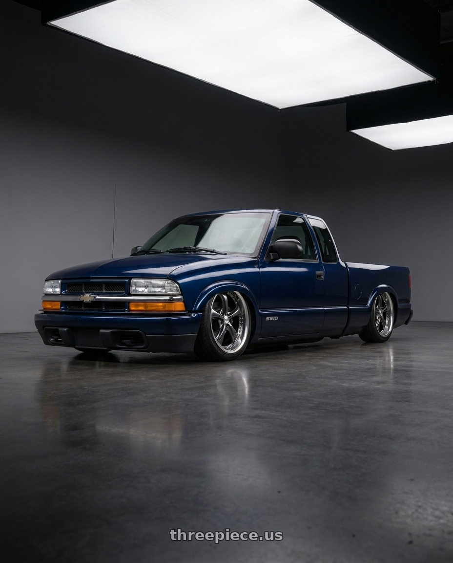 2001 Chevy s10 with Work Wheels VS-KF 5X114.3 19x7.5-11 Brilliant Silver Black R Disk FULL REVERSE wheels