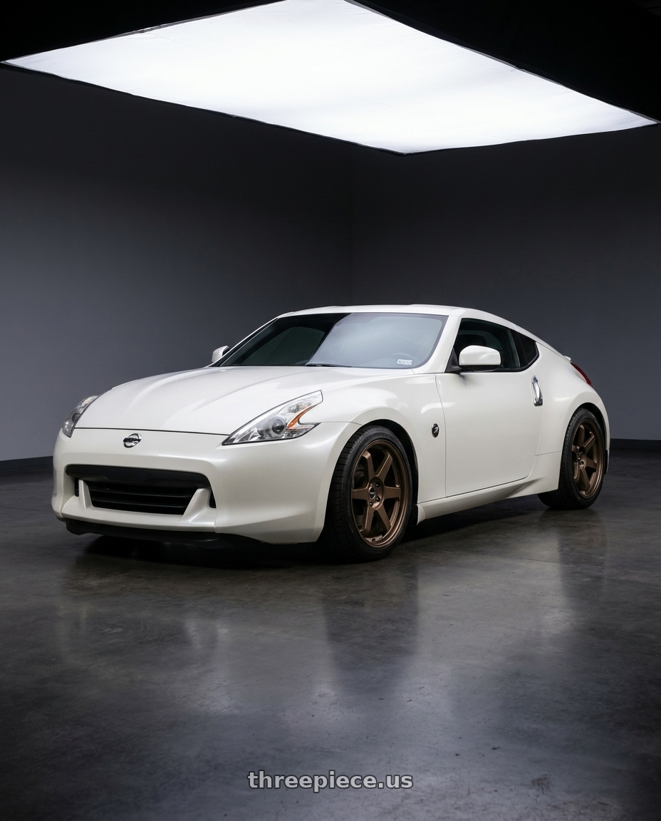 2010 nissan 370z touring pearl with Vors TR37 5x114.3 18x8.5 +35 Bronze wheels