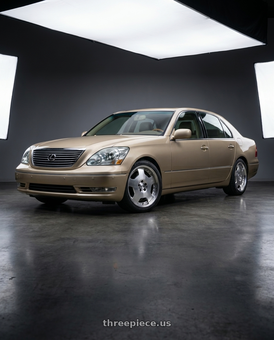 2002 Lexus LS430 mystic gold with Work Lanvec Ld1 5x114.3 19x8+38 A Disk Machine Silver Polish wheels
