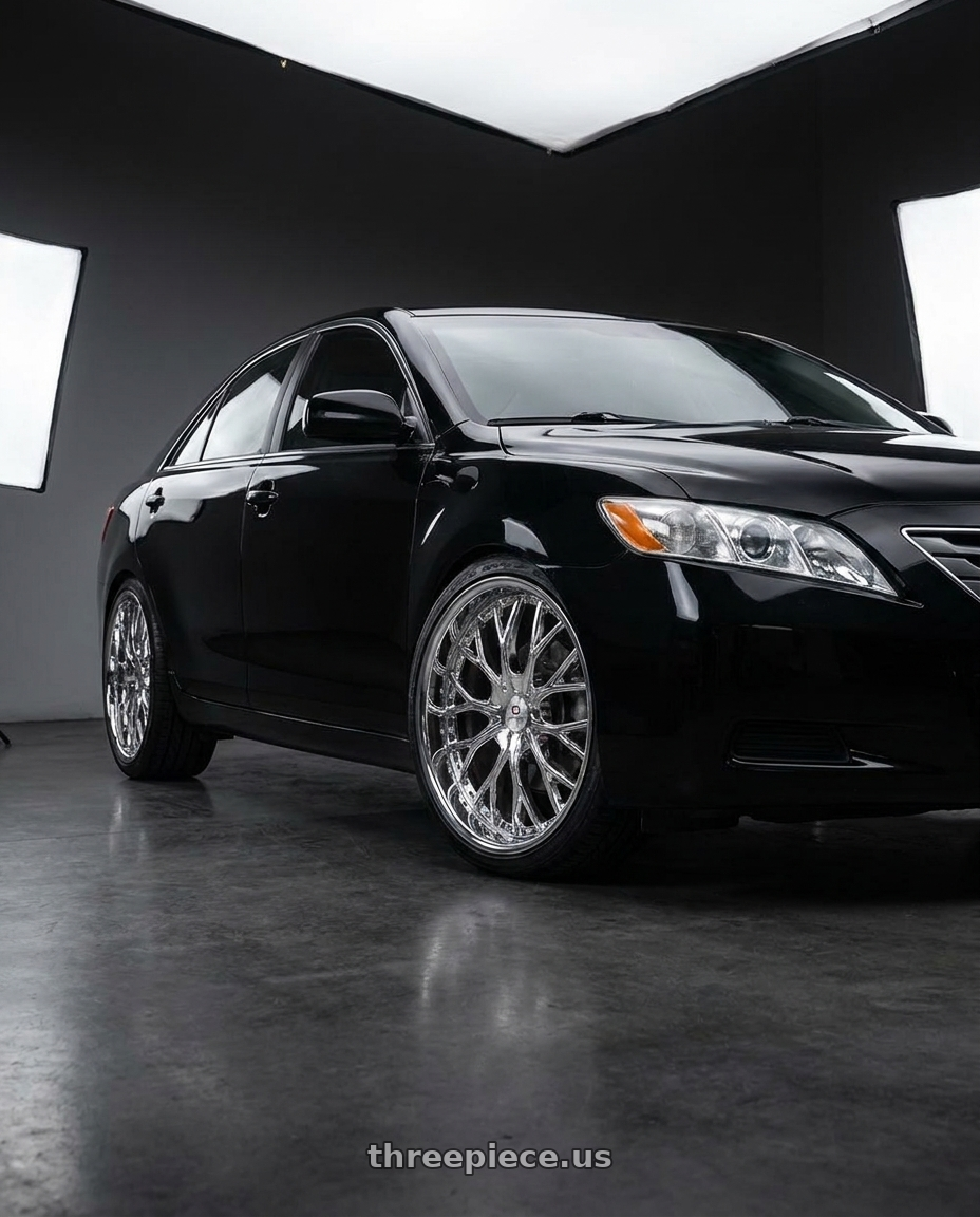 2008 Toyota Camry 2.0 E with Cavallo CLV-33 5x108/5x114.3 20x8.5 +35 Nano Chrome wheels