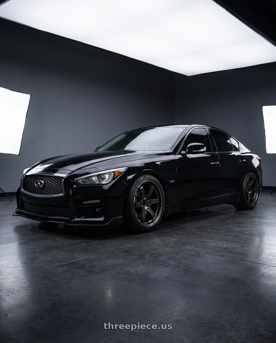 2016 Infiniti Q50 Red Sport with Volk Racing TE37SL 5x114.3 19x10.5+12 Pressed Double Black wheels