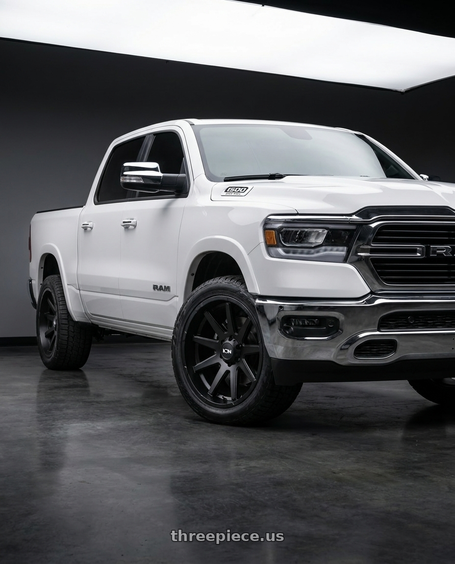 2021 Ram 1500 Laramie with Ion Type 143 6x139.7 20x10-19 Matte Black wheels
