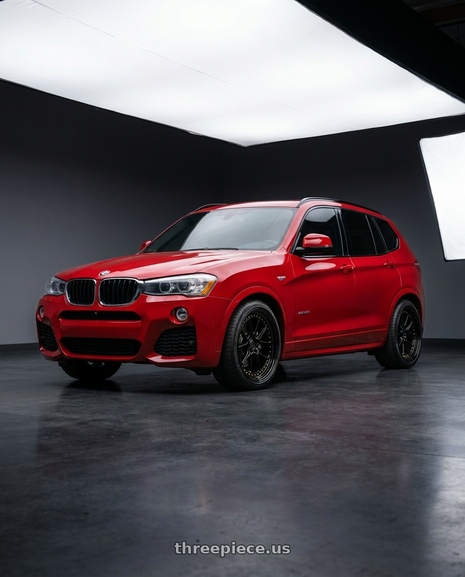 2017 x3 Msport with Aodhan DS08 5X120 19x8.5+35 Gloss Black W /Gold Rivets wheels
