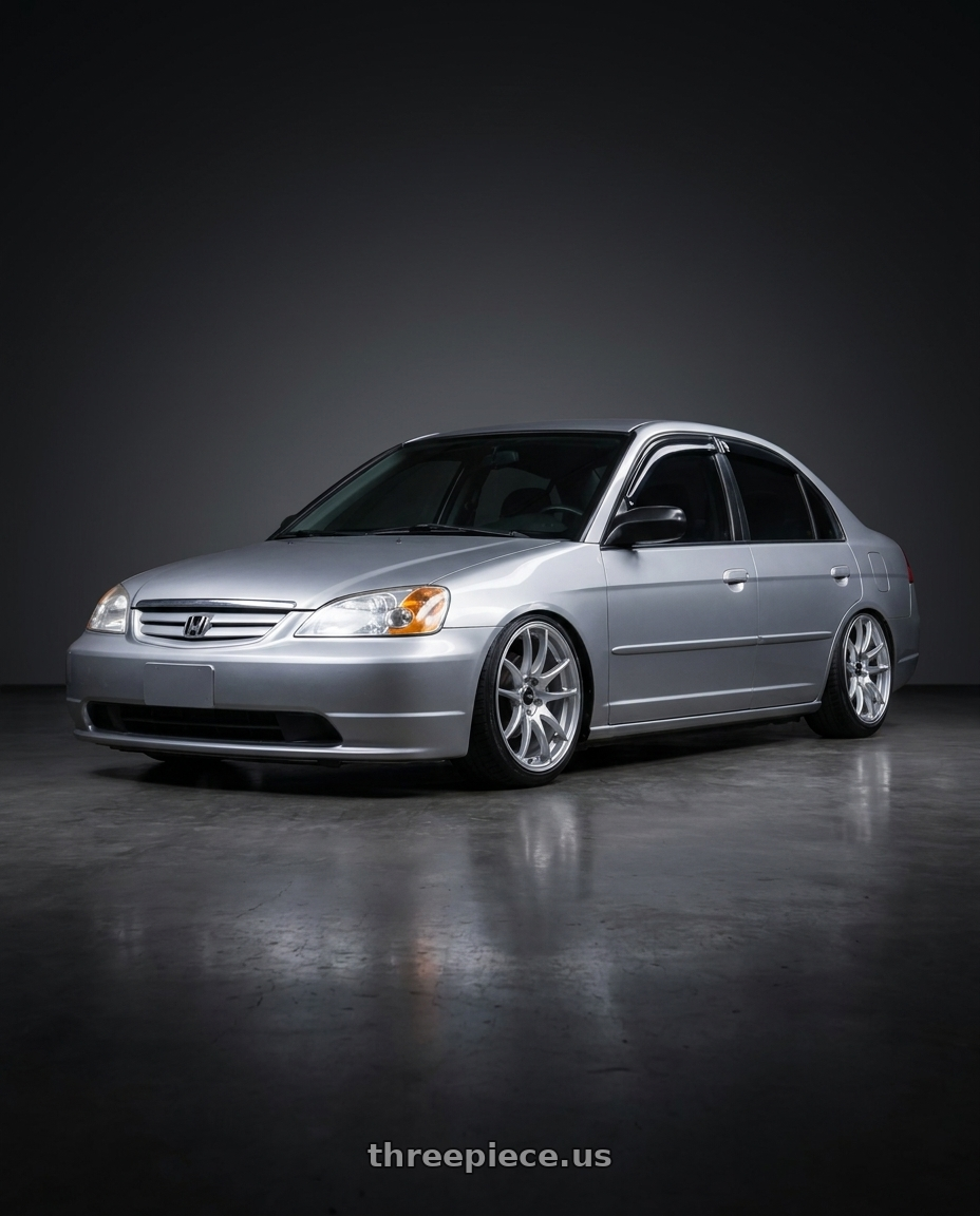 2002 Honda civic ex with Vors TR4 5x100 17x8  +35 Silver Machine Face wheels