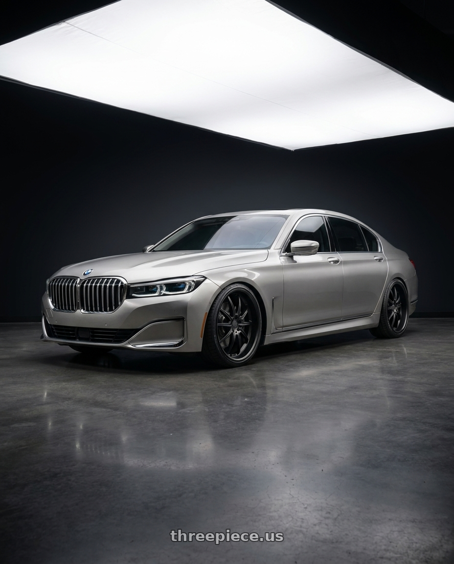 2020 bmw 750i with Mandrus ARGENT 5X112 17X8 +25 MATTE BLACK wheels