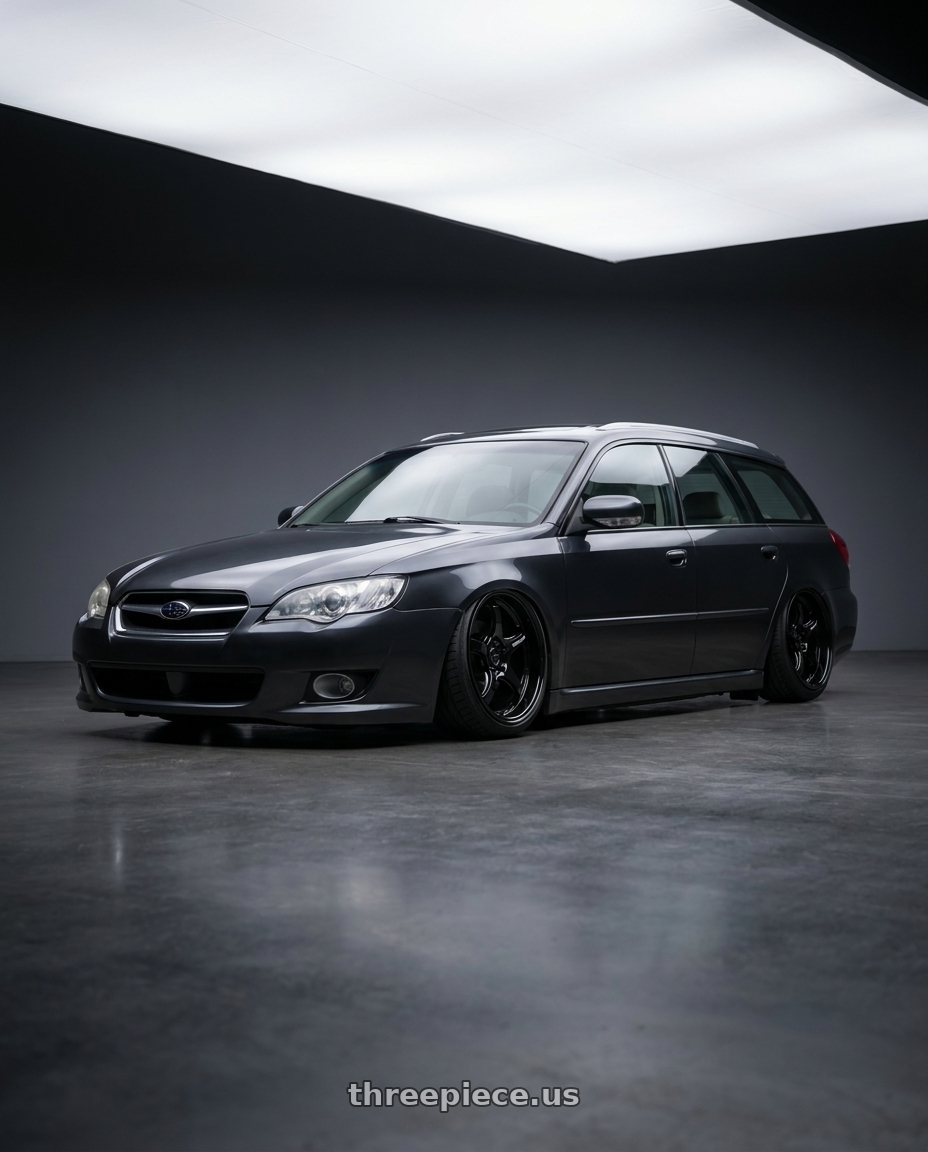 2009 Subaru Legacy 2 5i with WedsSport RN-05M 5x100 18x8.5+45 Gloss Black wheels