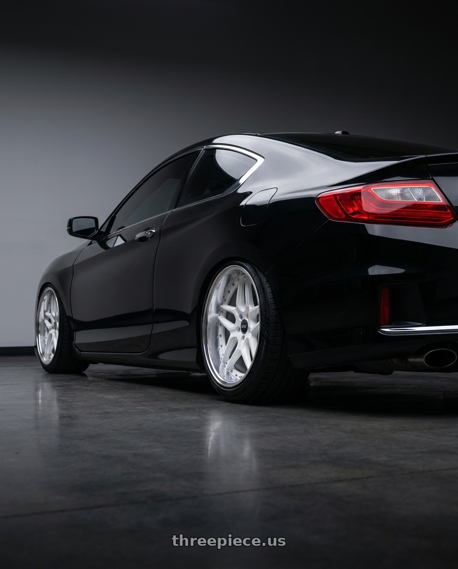 2015 Honda accord lxs with ESR Wheels CS SERIES CS15 5x114.3 19x9.5 +22 Gloss White wheels rear three quarter view slight stretch tires