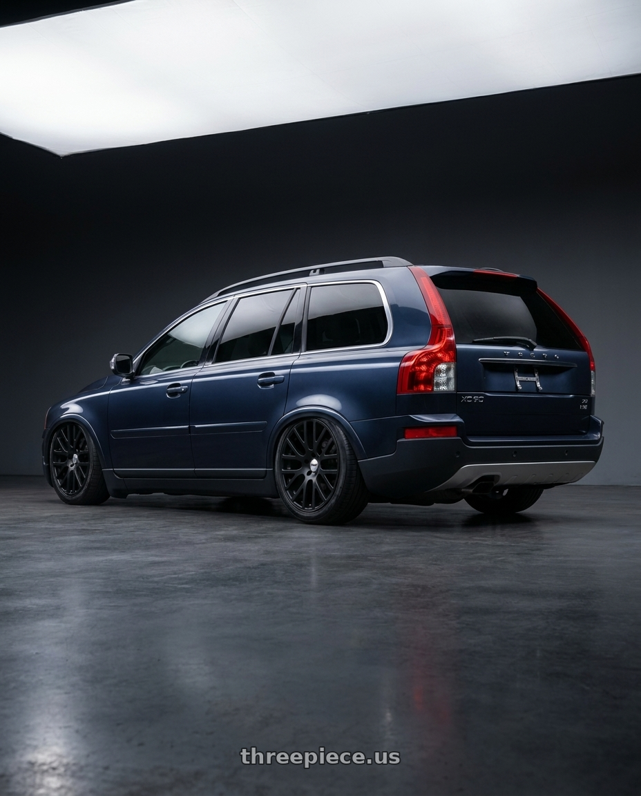 2012 Volvo xc90 with TSW DONINGTON 4X100 17X7 +40 MATTE BLACK wheels rear three quarter view slight stretch tires