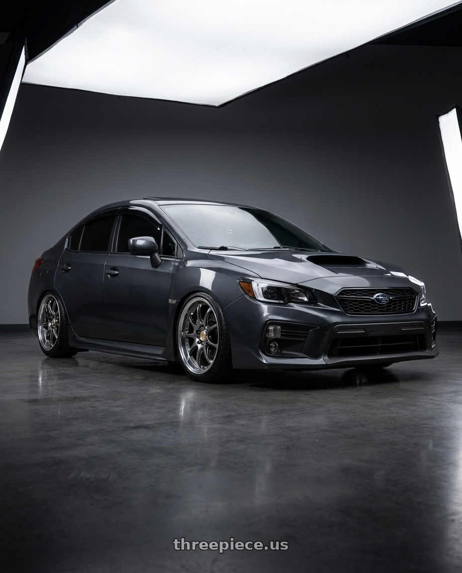 2020 Subaru Wrx with Work Wheels VS-KF 5X114.3 19x8.5+47 Brilliant Silver Black A Disk FULL REVERSE wheels