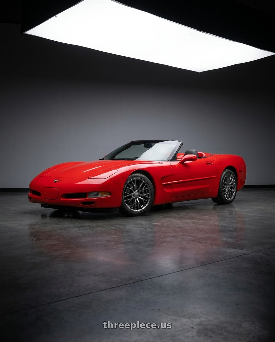 2000 Chevy corvette convertible with OE Wheels CV22B 5x120.65 18x8.5+56 Gloss Gunmetal wheels
