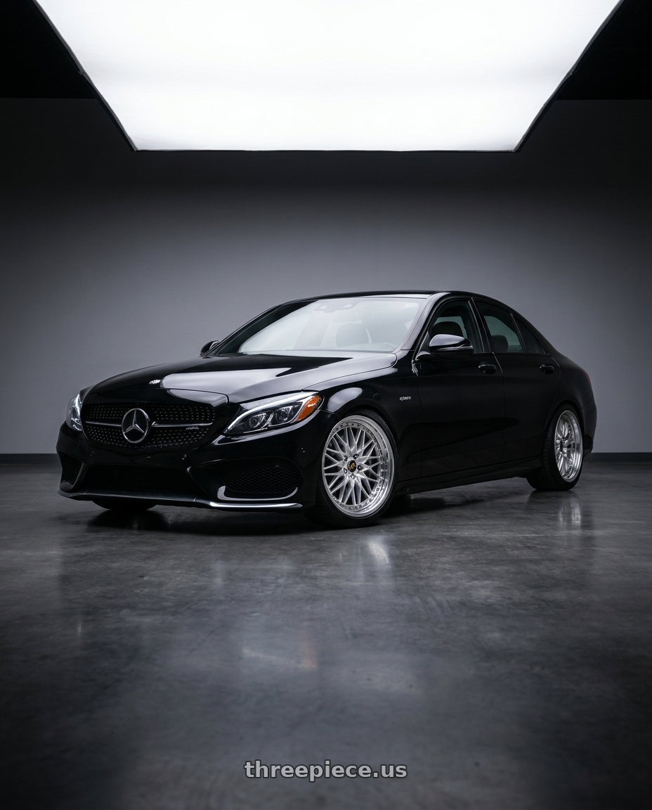 2018 mercedes benz c43 amg with Work Vs-Xv 5x112 19x8.5+34 A Disk Silky Rich Silver wheels