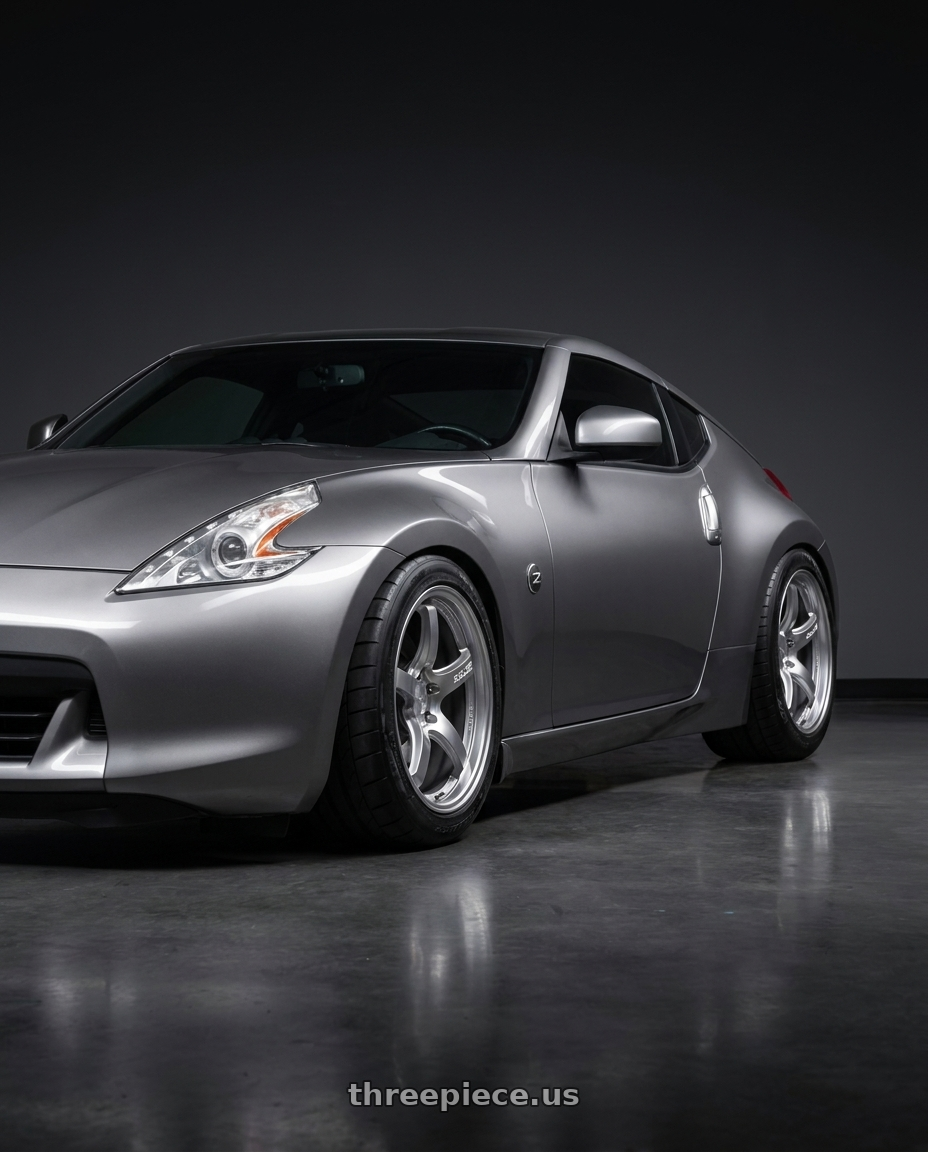 2009 Nissan 370 Z with Gram Lights 57CR 5x114.3 18x9.5+38 Grace Silver wheels