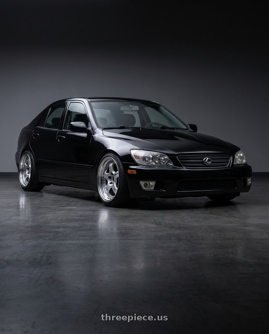 2003 lexus is300 black with Work Meister S1 3P 5x100 18x8+35 A Disk Silver wheels