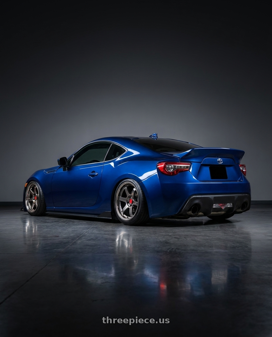 2017 toyota 86 with Aodhan AH08 5x100 18x8.5+35 Hyper Black wheels rear three quarter view square tires