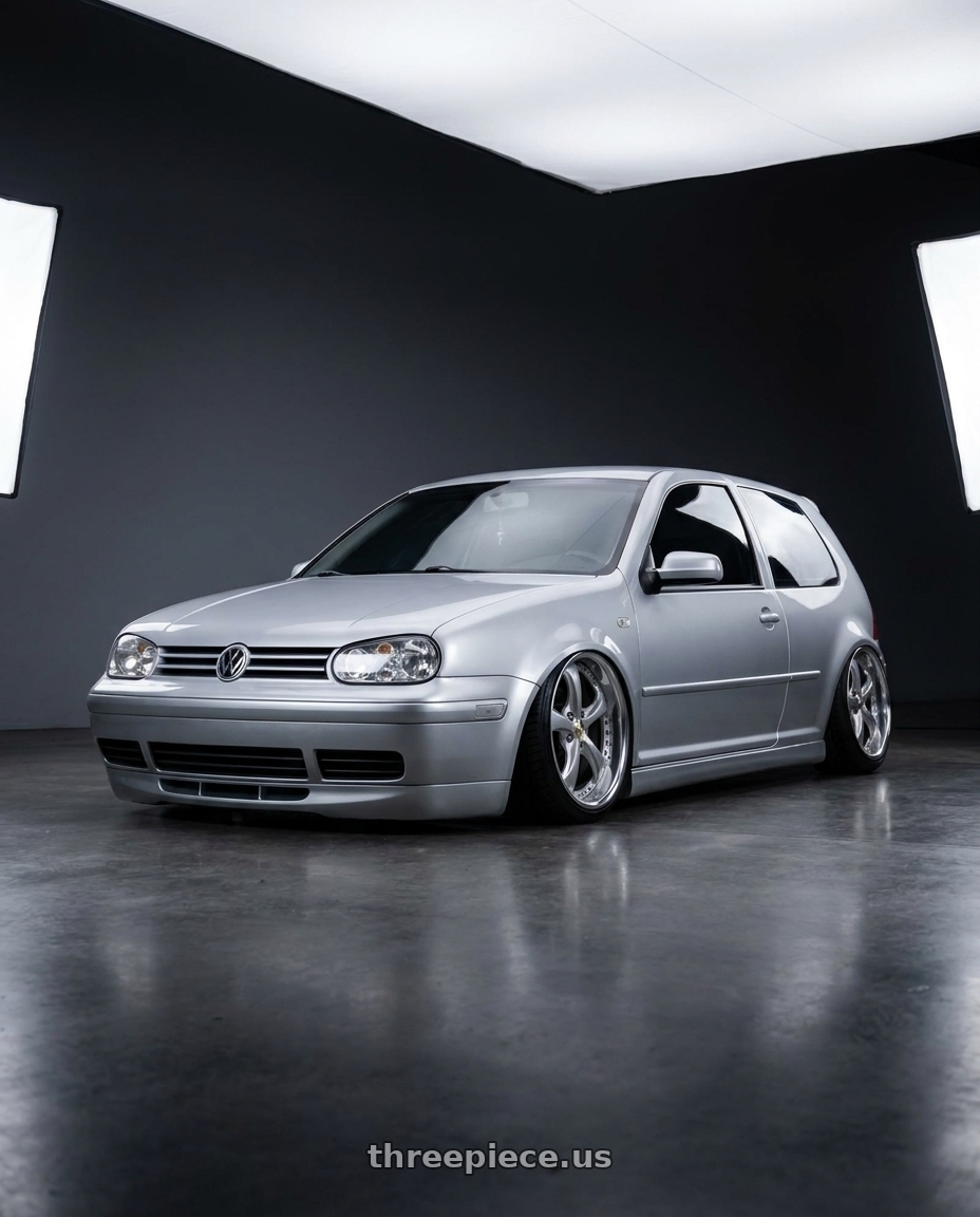 2002 VW GTI with Work Wheels VS-KF 5x100 18x8.5+34 Light Grey Silver A Disk FULL REVERSE wheels