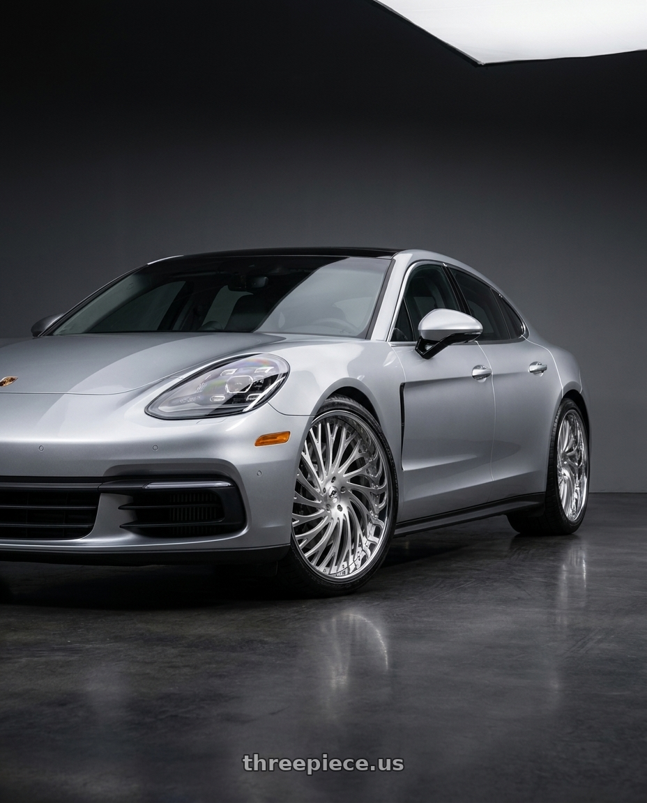 2019 Porsche panamara with Amani Vamos 5x112/5X114.3 22x10 +38 Brush Center Chrome Lip wheels