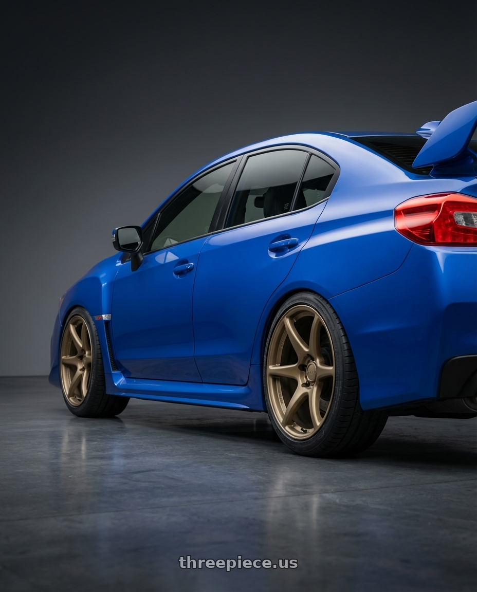 2018 Subaru WRX STI with Kansei K11B Tandem 5x114.3 18x9 12 Bronze wheels rear three quarter view square tires
