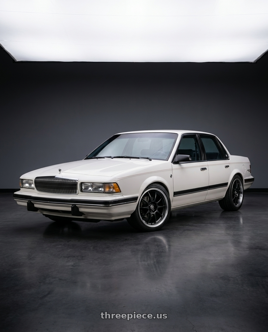 1990 Buick century limited white  with Enkei J10 5x100/114.3 16x7+38 Matte Black W/ Machined Lip wheels