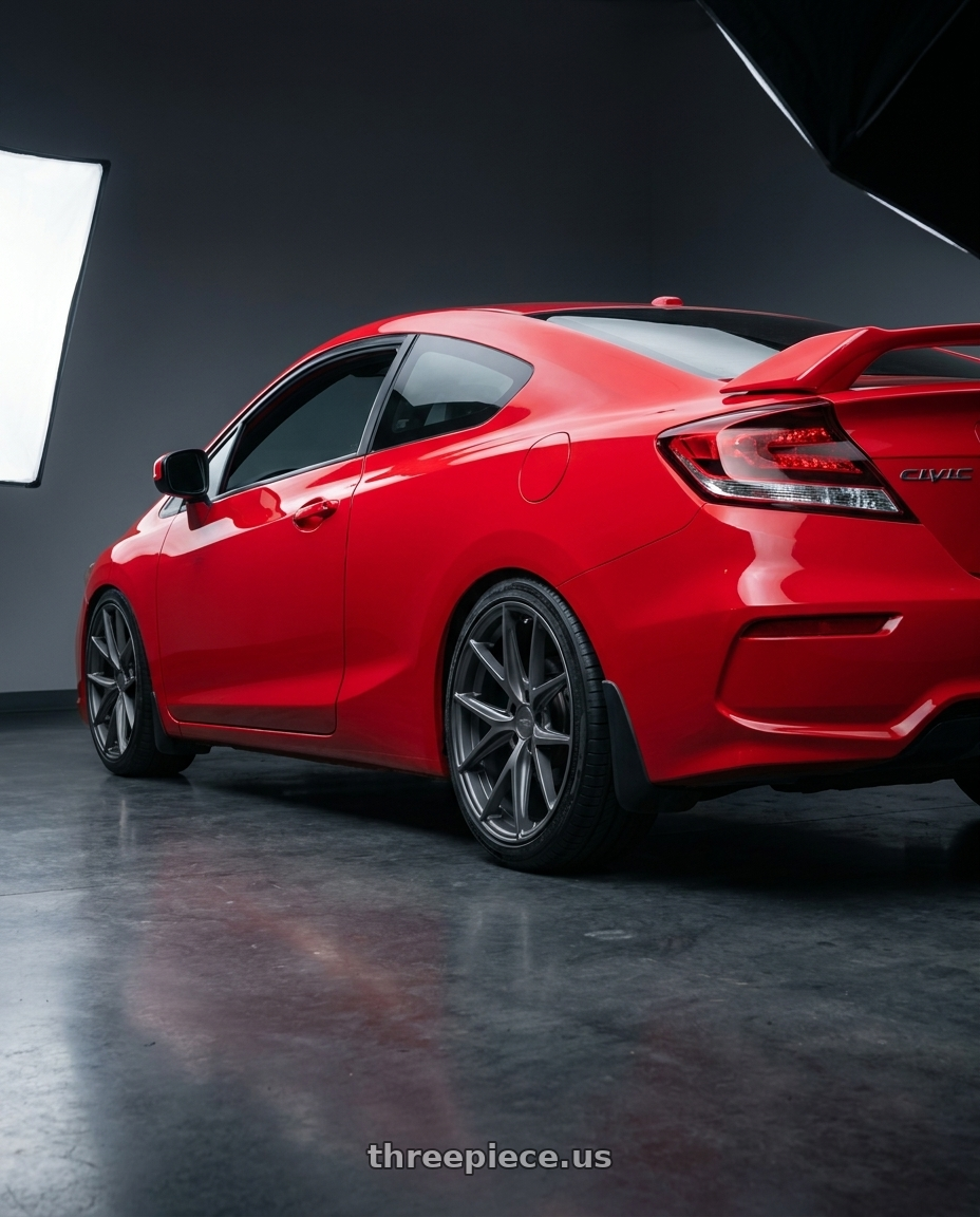 2015 Honda Civic Si with Niche 1PC M116 MISANO 5X114.3 17X8 +40 MATTE GUN METAL wheels rear three quarter view square tires