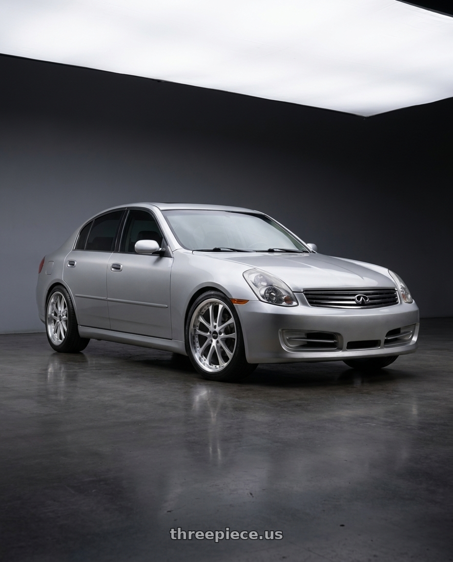 2004 Infiniti g35 sedan base model  with ARC AR5 5x114.3 18x9.5  +30 Silver Machine Face Lip Chrome Rivet wheels