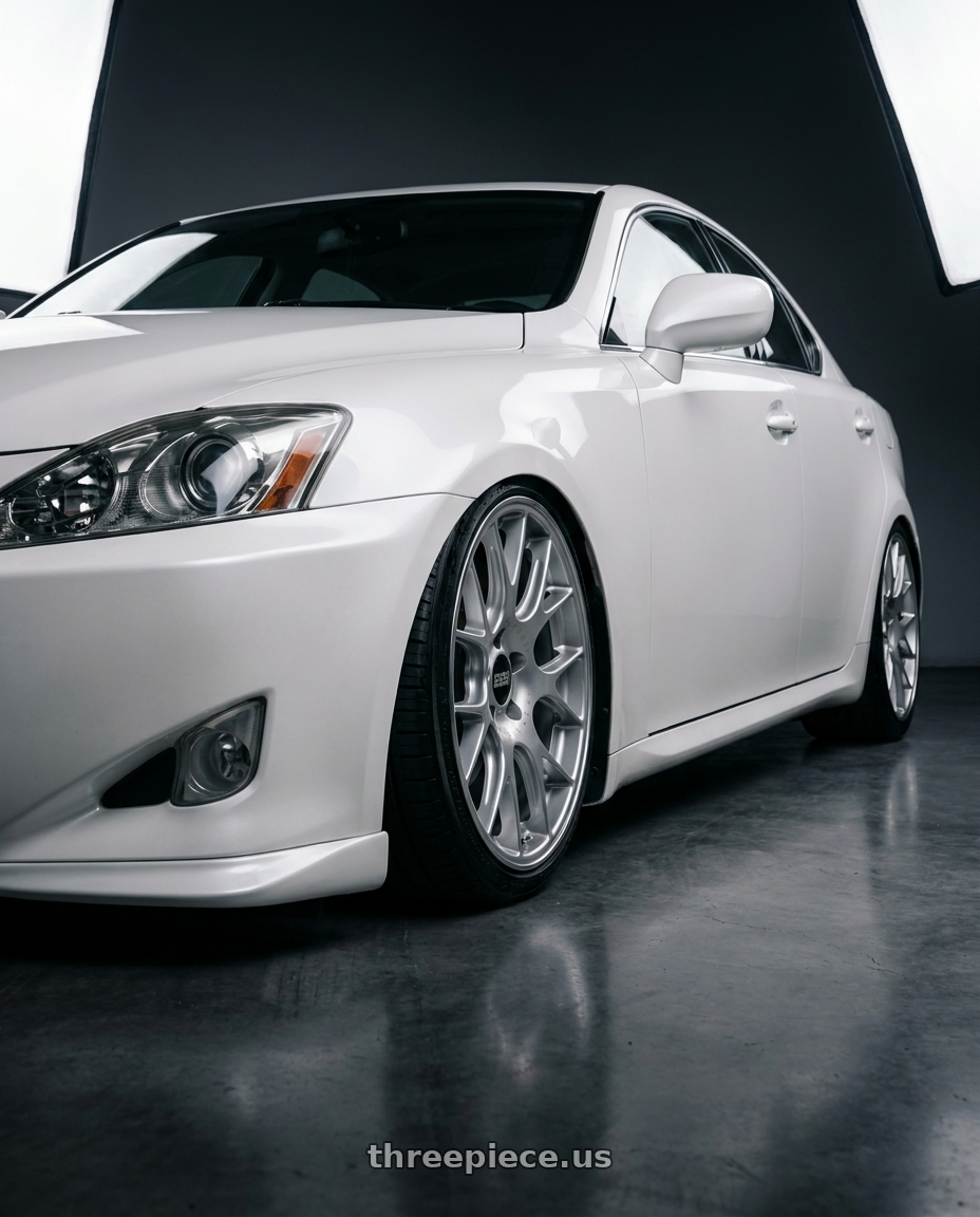 2008 Lexus is350 white with BBS CH-R 5x130 19x8.5 +51 Brilliant Silver Polished Rim Protector wheels