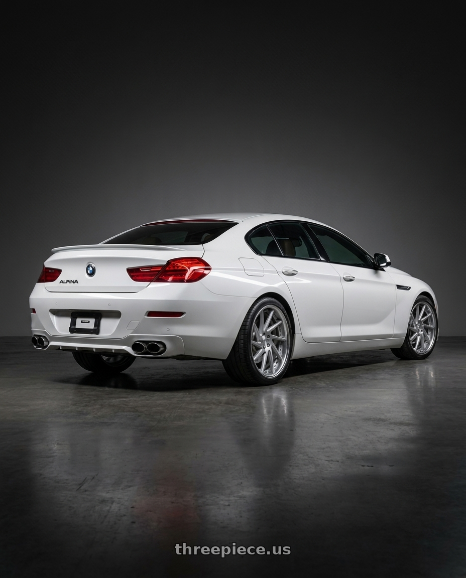 2016 bmw b6 alpina  with Work Gnosis Cvs 5x114.3 19x8+45 H Disk Matte Silver wheels rear three quarter view square tires