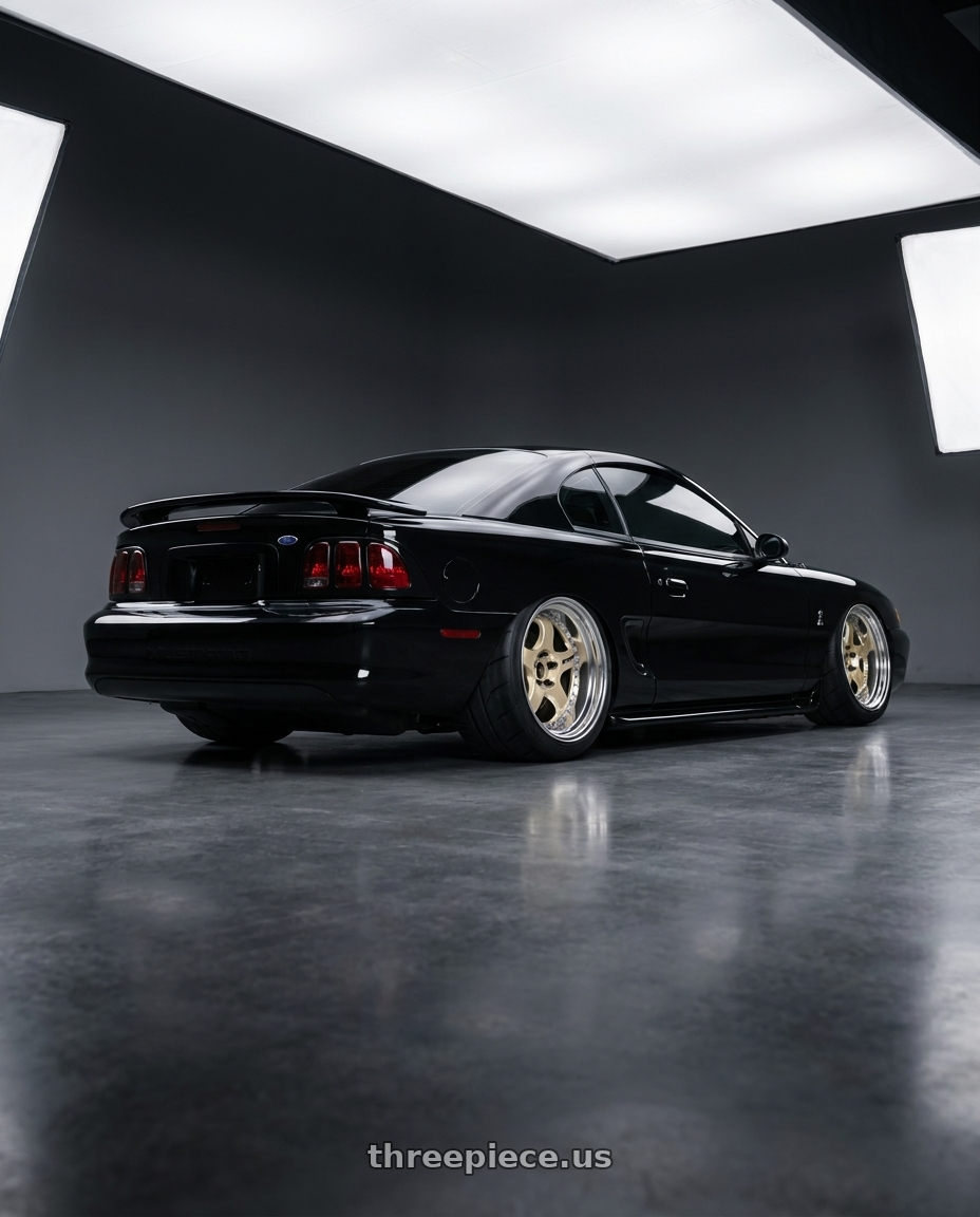 E.g. 2019 bmw m3 competition with Work Meister S1 3P 5x120.65 18x9.5+23 L Disk Bright Buff Finish wheels rear three quarter view excessive tires
