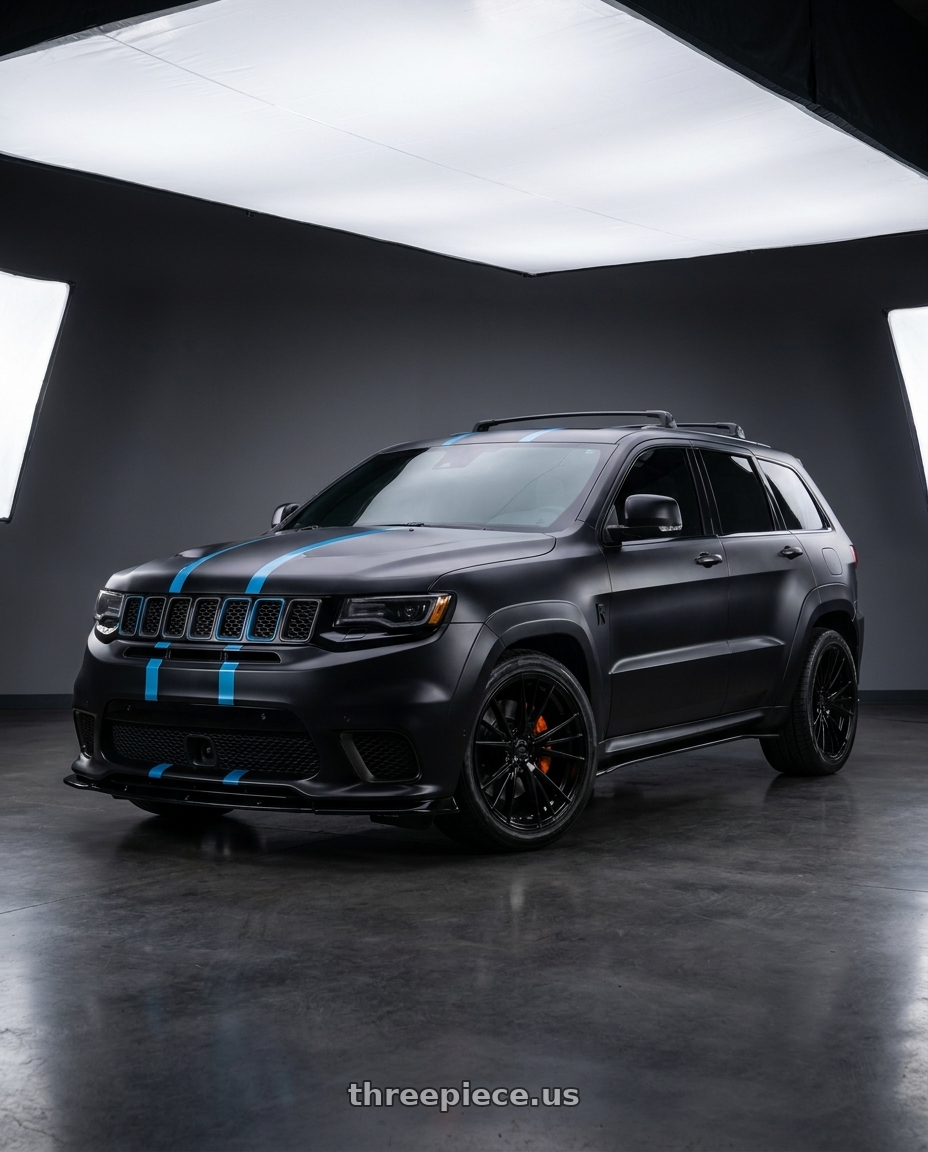 2018 Jeep Grand Cherokee Trackhawk with Axe EX40 5x127 22X10.5+25 GLOSS BLACK wheels