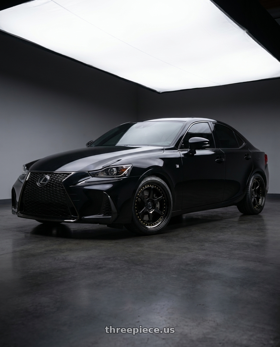2018 Lexus is300 f sport with Aodhan DS09 5x114.3 19x8.5+35 Gloss Black W /Gold Rivets wheels