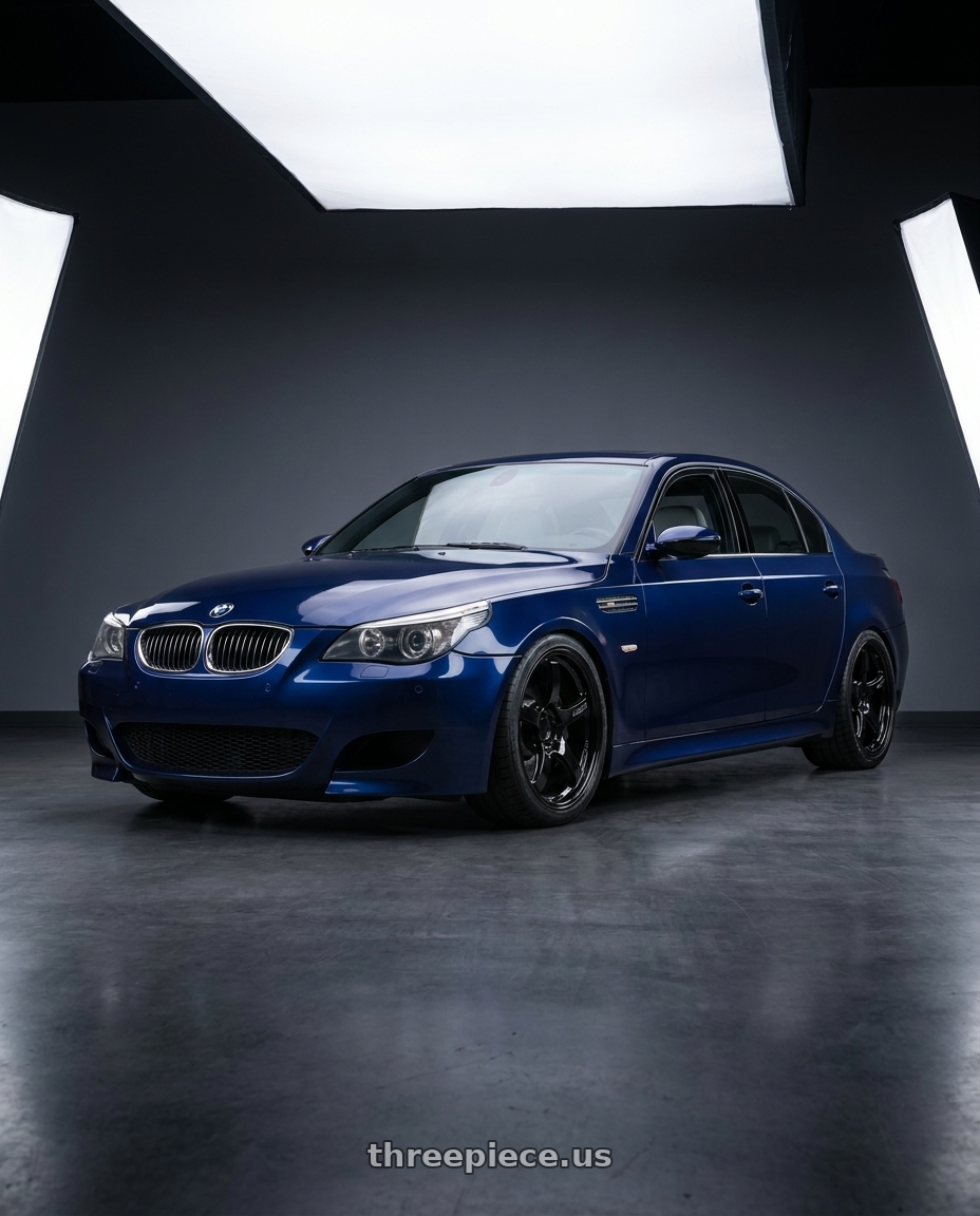2010 BMW M5 E60 with Gram Lights 57CR 5x120 19x10.5+35 Glossy Black wheels