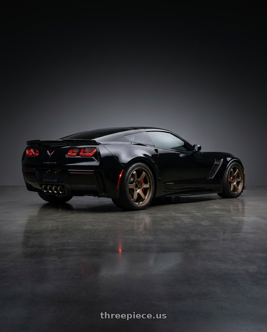 2017 Chevrolet Corvette Z06  with Volk Racing TE37 Ultra M-Spec 5x120 19x10.0+30 wheels rear three quarter view square tires