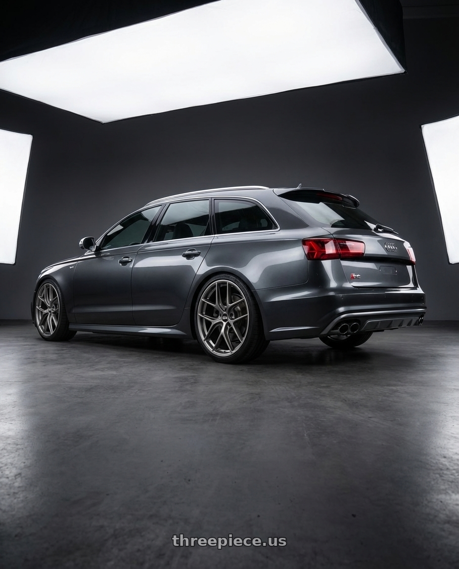 2016 Audi S6 C7 with BBS CC-R 5x112 20x9.0+38 Satin Platinum wheels rear three quarter view square tires