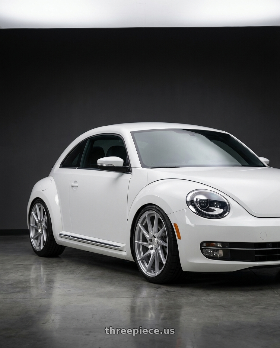 2016 Volkswagen Beetle Turbo with Aodhan AH09 5x112 18x9.5 +35 Gloss Silver Machined Face wheels