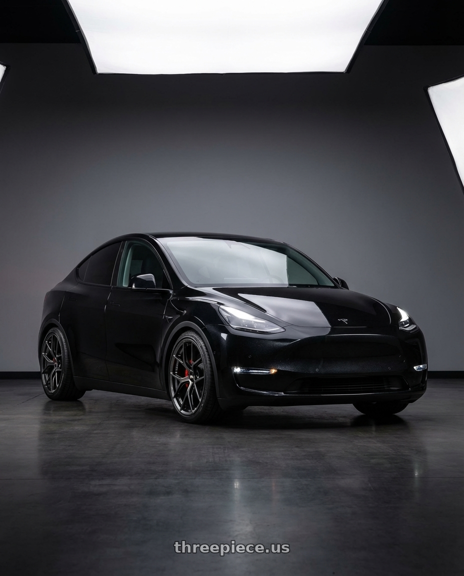 2026 Tesla Model Y Diamond Black Metallic with BBS FI-R 5x112 20x11.5+40 Diamond Black wheels