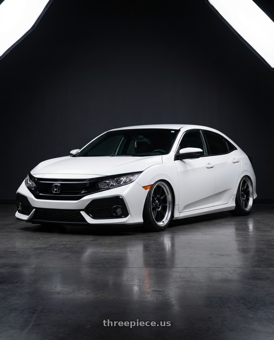 2019 Honda Civic with Konig Countergram 5x114.3 19x9.5+25 Matte Black / Matte Machined Lip wheels