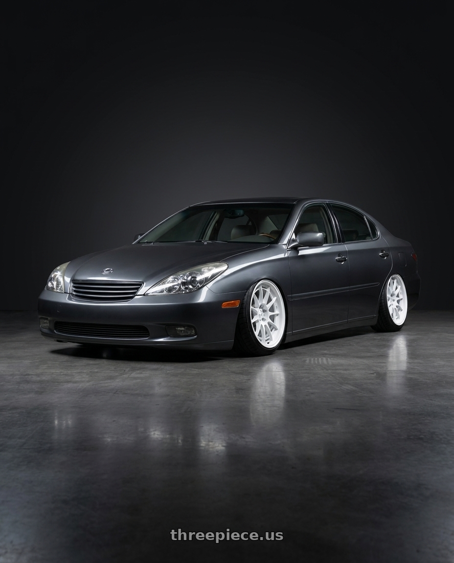 2003 Lexus ES300 with Enkei NT03+M 5x114.3 18x9.5+40 Vanquish White wheels